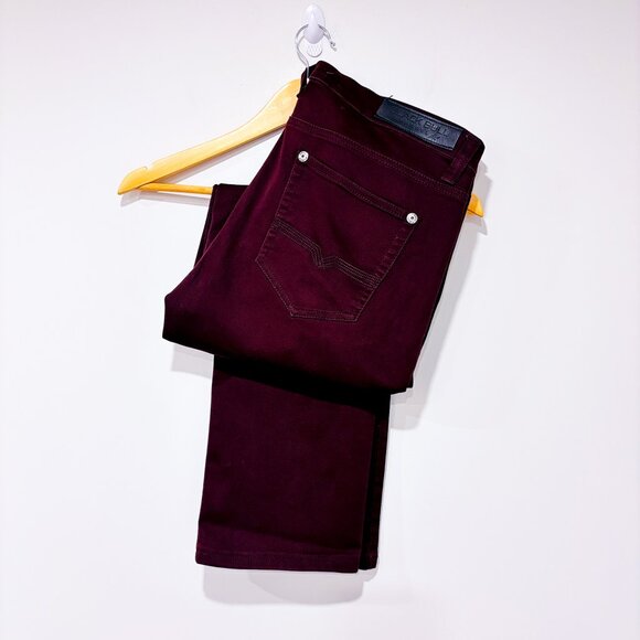 BLACK BULL Burgundy stretch pants men | Slim classic style | Size 36. * - Picture 8 of 10